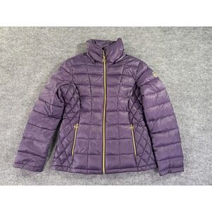 Michael Kors Quilted Puffer Jacket Womens Medium Purple Gold Hardware  Designer
